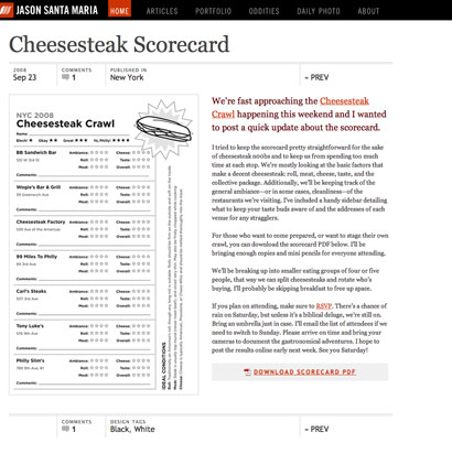 Cheesesteak Scorecard