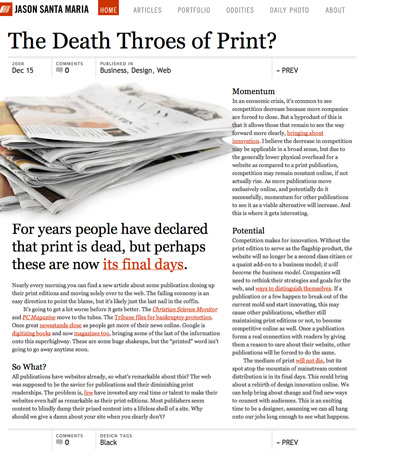 The Death Throes of Print?